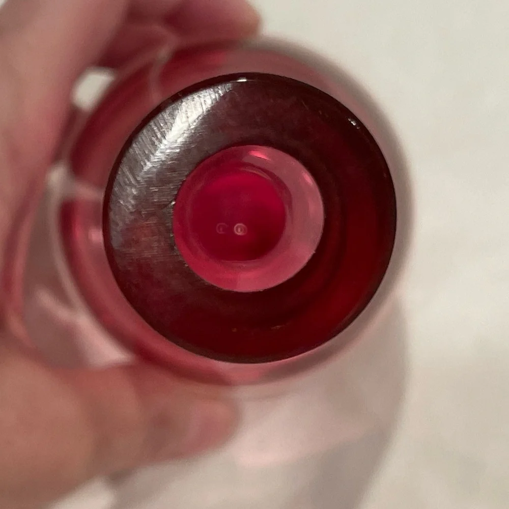 Vintage Murano Summerso Blown Glass Teardrop Bud Vase | Cranberry | Magenta |GUC